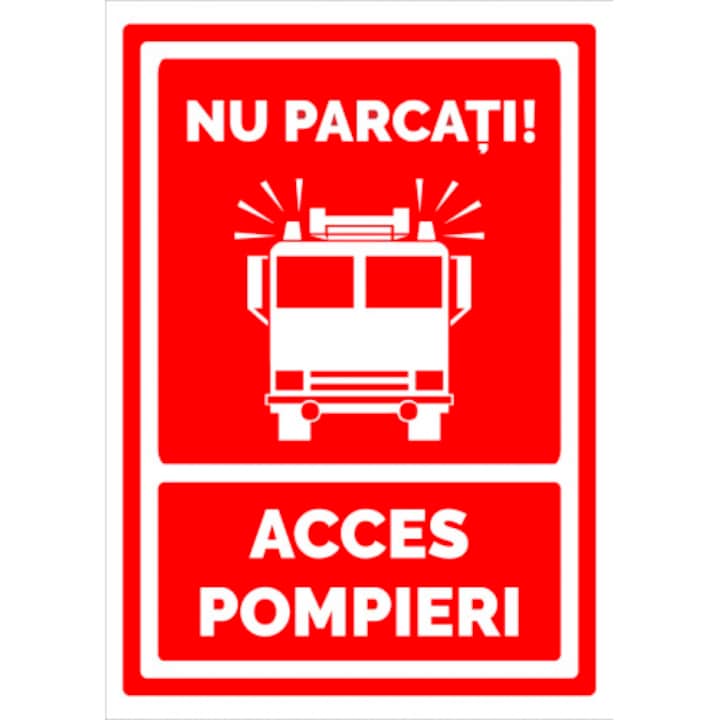 Indicator Semn nu parcati acces pompieri, Sticker autocolant, Cri-Flo, Dimensiune A3 42x30 cm