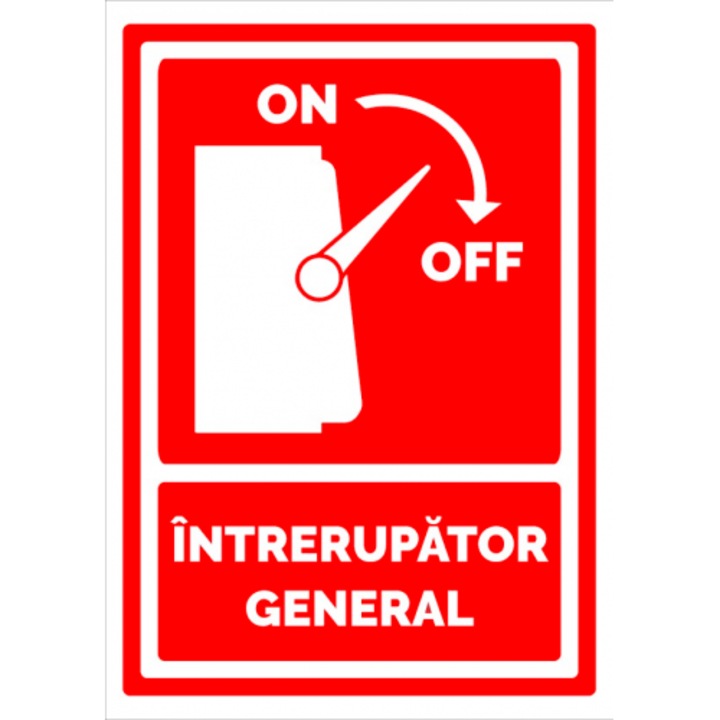 Indicator Semn pentru intrerupator general, Sticker autocolant, Cri-Flo, Dimensiune A3 42x30 cm
