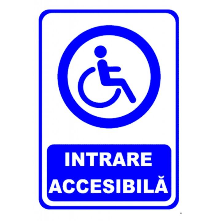 Indicator Semn pentru intrarea accesibila, Sticker autocolant, Cri-Flo, Dimensiune A3 42x30 cm