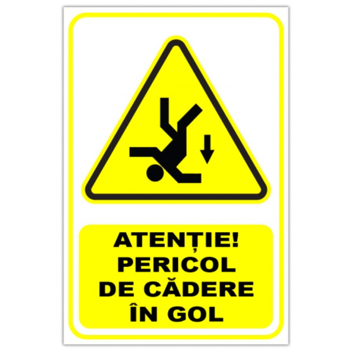 Indicator Semn pentru pericol de cadere in gol, Sticker autocolant, Cri-Flo, Dimensiune A4 21x30 cm