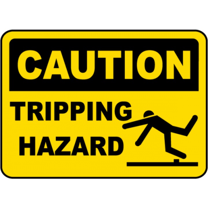 Indicator Caution Tripping Hazard Sign, Sticker autocolant, Cri-Flo, Dimensiune A5 21x15 cm