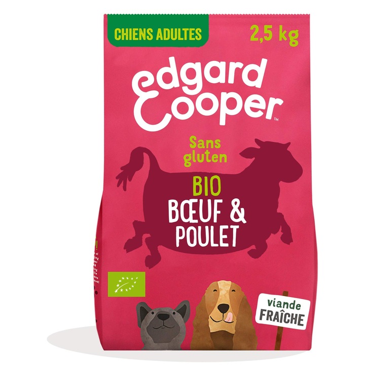 Edgard Cooper száraz kutyatáp, marha és csirke, bio, 2,5 kg