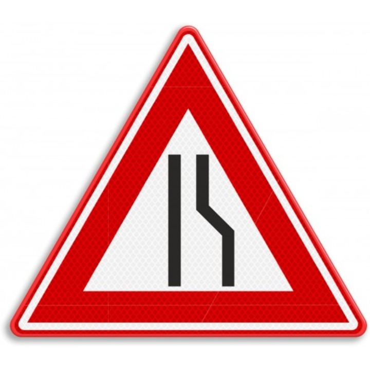 Indicator De circulatie pentru drum ingustat in dreapta, Sticker autocolant, Cri-Flo, Dimensiune A5 21x15 cm