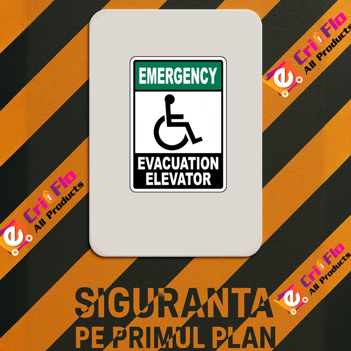 Elevator Sign Sticker Indicator Emergency Evacuation Elevator Sign, Sticker autocolant, Cri ...