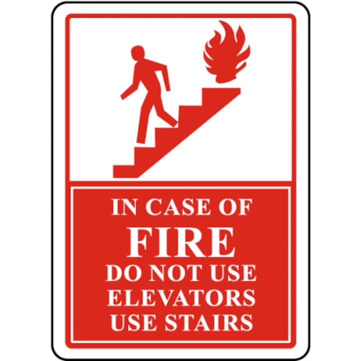Indicator In Case of Fire Do Not Use Elevator, Sticker autocolant, Cri-Flo, Dimensiune A3 42x30 cm