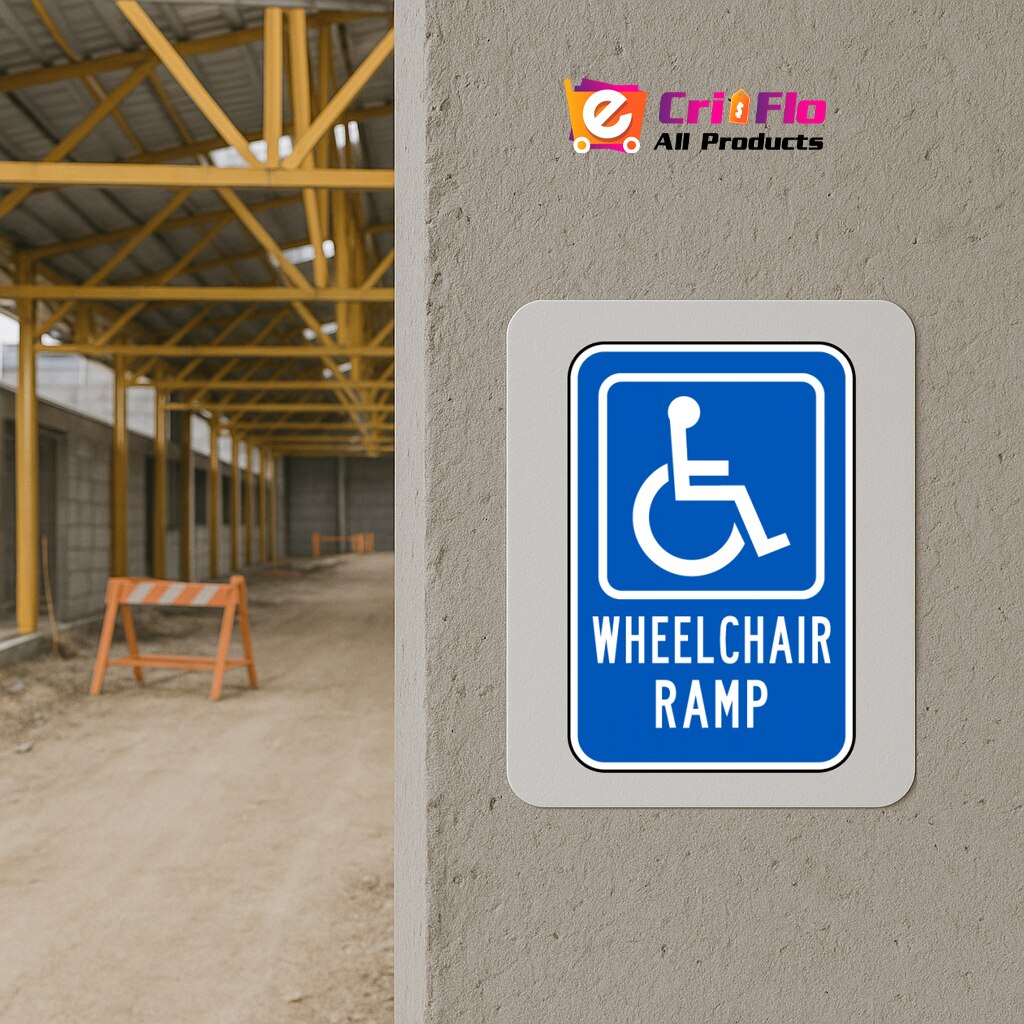 Indicator Wheelchair Ramp Sign, Sticker autocolant, Cri-Flo, Dimensiune ...