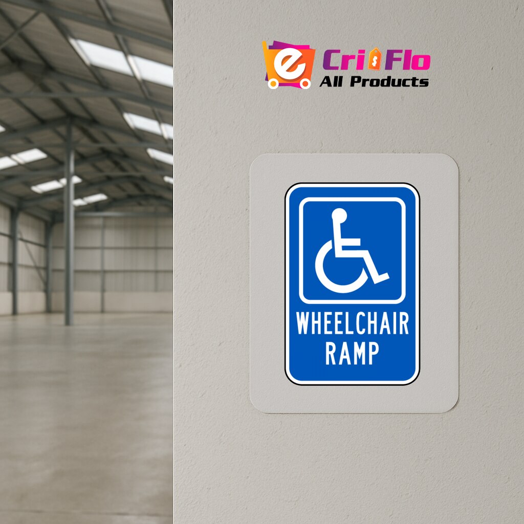 Indicator Wheelchair Ramp Sign, Sticker autocolant, Cri-Flo, Dimensiune ...