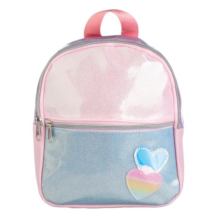 Rucsac Roz Argintiu Holografic cu Glitter pentru Copii 20x7x23cm