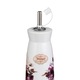 Recipient Ceramic Alb cu Flori Mov pentru Otet - 240ml