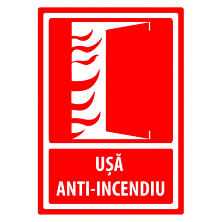 Indicator Semne de usa anti incendiu, Sticker autocolant, Cri-Flo, Dimensiune A4 21x30 cm