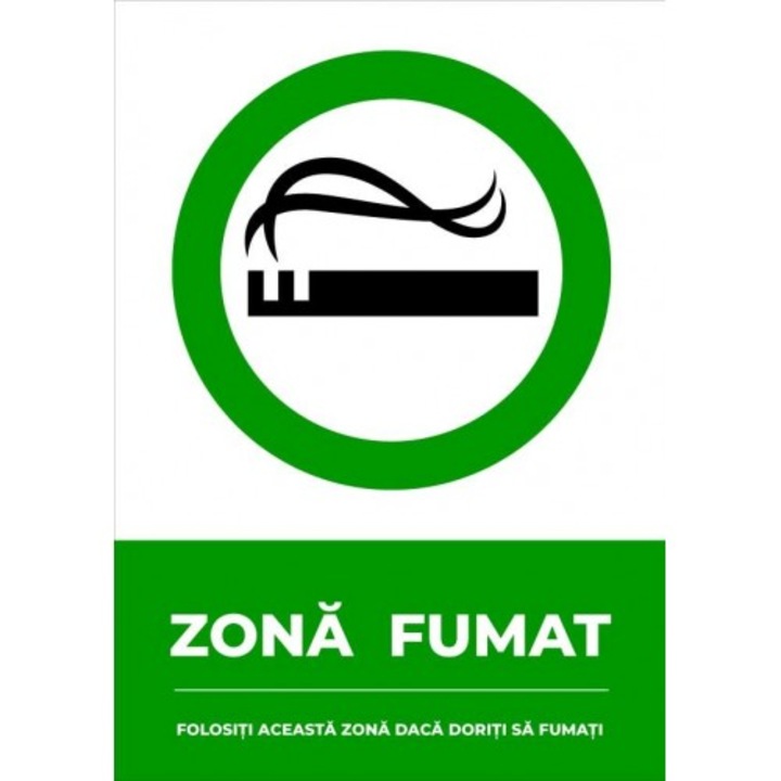 Indicator Zona fumat, Sticker autocolant, Cri-Flo, Dimensiune A5 21x15 cm