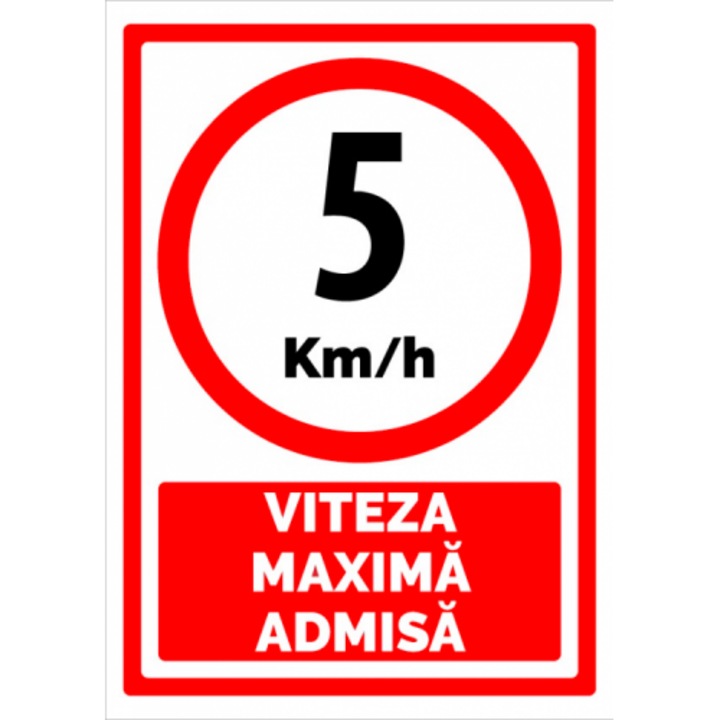 Indicator Viteza maxima admisa 10 km la ora, Sticker autocolant, Cri-Flo, Dimensiune A5 21x15 cm