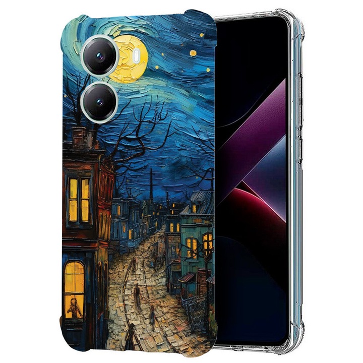 BestCase® Husa compatibila Poco X7 Pro 5G, Anti Shock 1.5MM, Van Gogh City Life, Protectie camera, ecran si colturi, 1988230 AS 1282