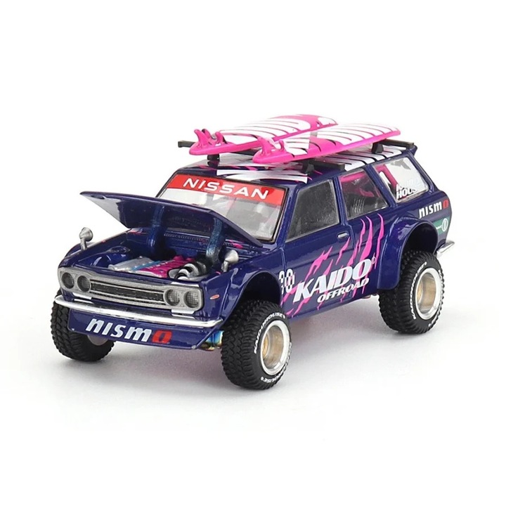 Модел на кола Datsun 510 Wagon 4x4 Kaido Offroad V2 1969 1:64 Mini GT KHMG149