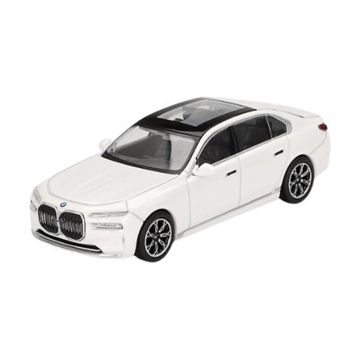 Macheta auto BMW i7 xDrive60 Alb Mineral 2024 1:64 Mini GT MGT00819-L