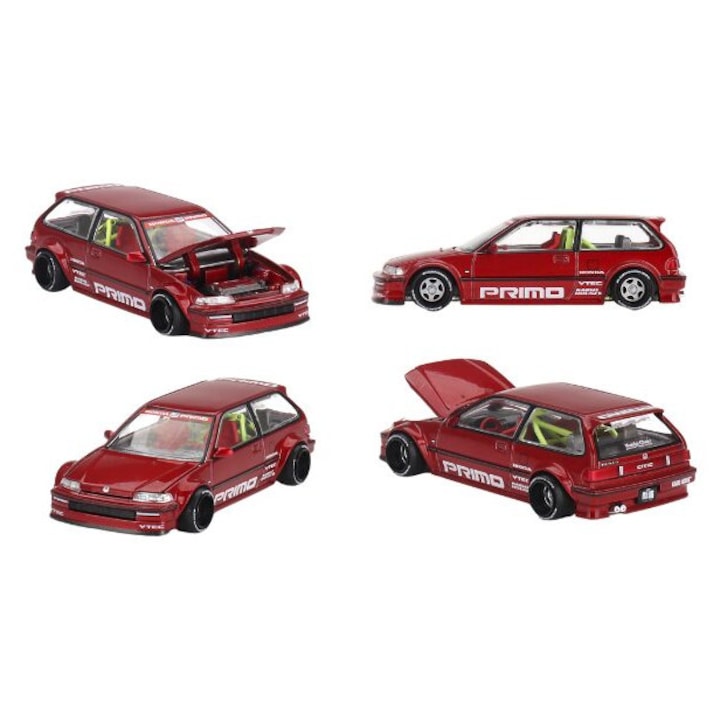 Honda Civic (Ef) Kaido Works V2 1987 piros modellautó 1:64 Mini GT KHMG156