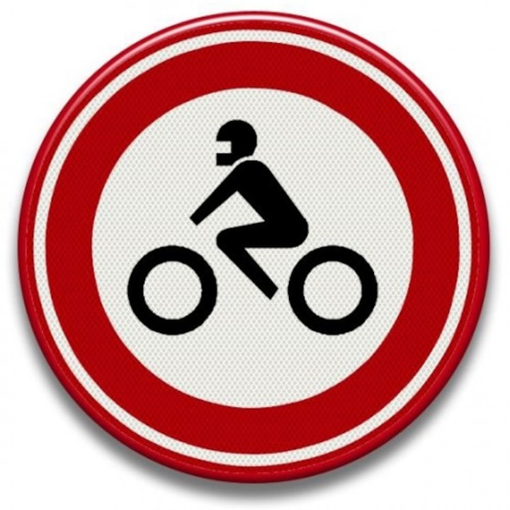 Indicator Accesul interzis motocicletelor, Sticker autocolant, Cri-Flo, Dimensiune A5 21x15 cm