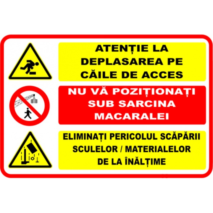 Indicator Semn pentru avertizare lucrari, Sticker autocolant, Cri-Flo, Dimensiune A3 42x30 cm