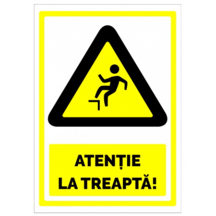 Indicator Semn pentru atentie la treapta, Sticker autocolant, Cri-Flo, Dimensiune A5 21x15 cm