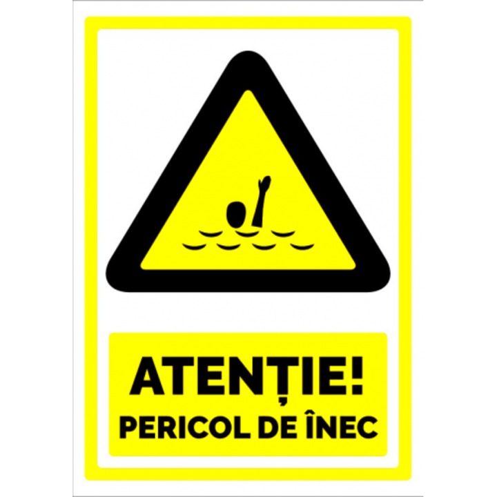 Indicator Semn pentru pericol de inec, Sticker autocolant, Cri-Flo, Dimensiune A3 42x30 cm
