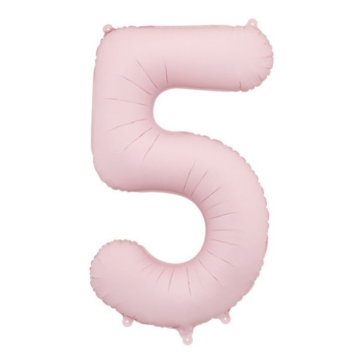 Балон цифра 5, Фолио, 86 см, Бледорозов / Мат