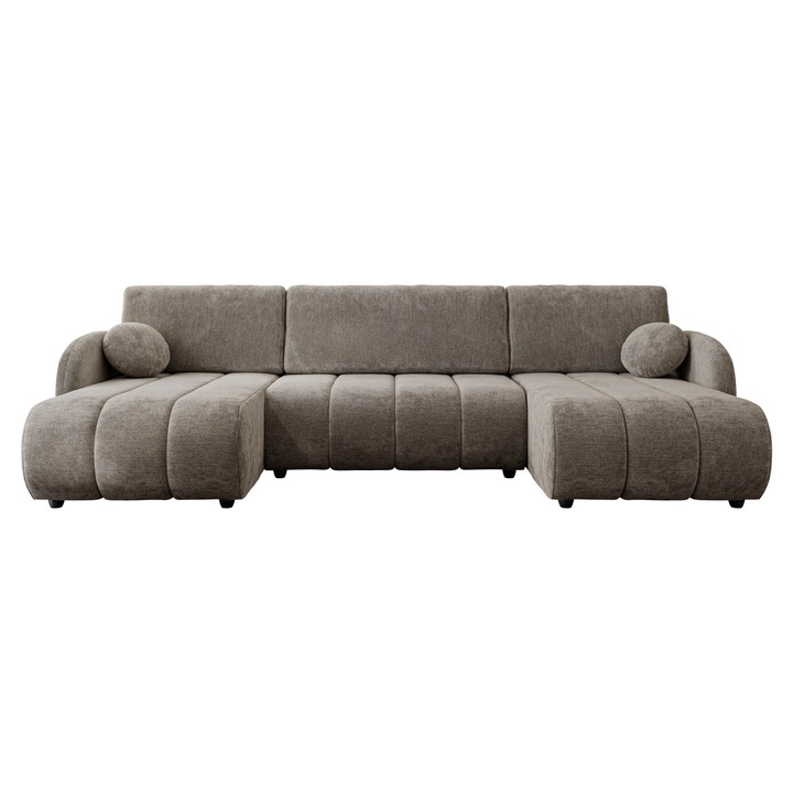 Coltar cu functie de dormit Creyza U, MIRJAN 24, maro deschis, 88x160x318 cm