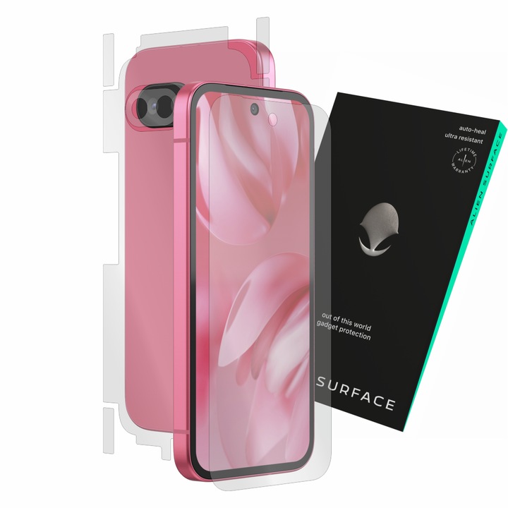 Védőfólia, kompatibil a Google Pixel 9a készülékkel, kijelzőre, hátlapra és kamerára, Alien Surface