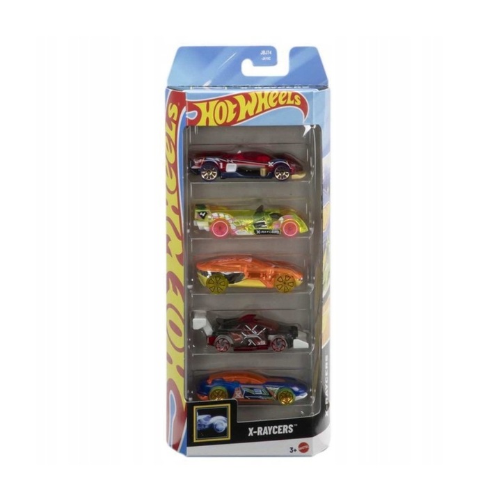 5 darabos Hot Wheels X-Raycers kisautó készlet, 1:64, 27x11x4cm, fém, 3+ éves kortól
