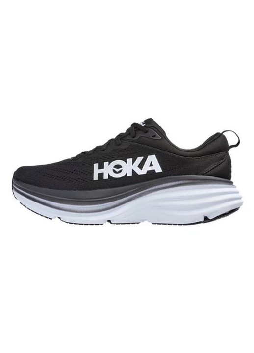 Pantofi de alergare cu platforma Hoka Bondi 8, textil alb/negru, Negru
