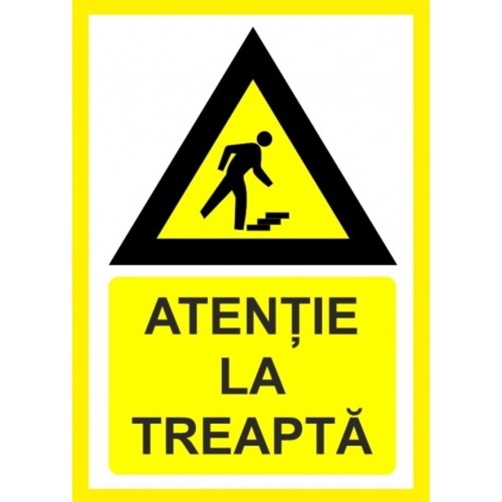 Indicator Atentie la treapta, Sticker autocolant, Cri-Flo, Dimensiune A5 21x15 cm