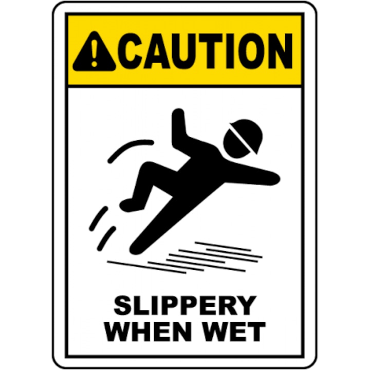 Indicator Caution Slippery When Wet, Sticker autocolant, Cri-Flo, Dimensiune A5 21x15 cm