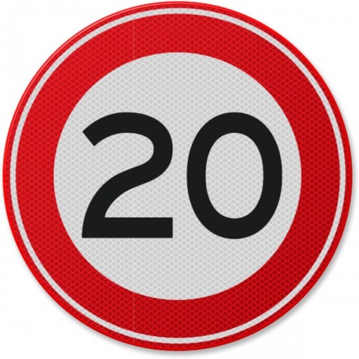 Indicator de circulatie 20 km, Sticker autocolant, Cri-Flo, Dimensiune A5 21x15 cm