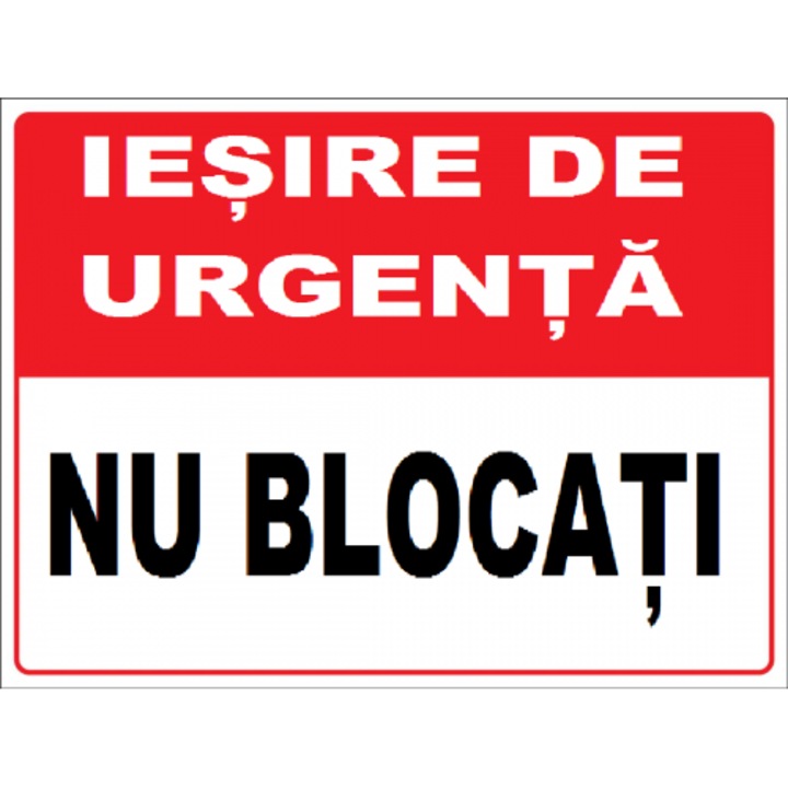 Indicator De siguranta iesire de urgenta nu blocati, Sticker autocolant, Cri-Flo, Dimensiune A4 21x30 cm