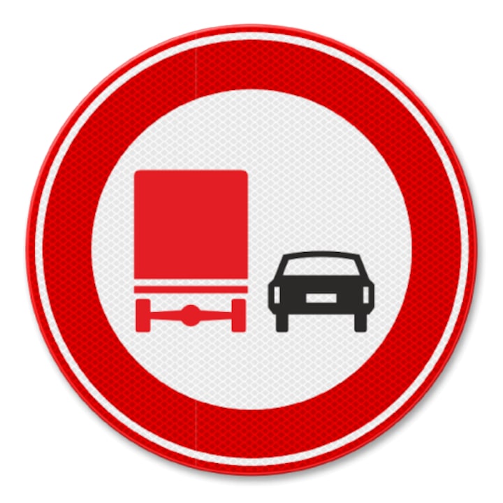 Indicator Depasirea interzisa pentru camioane, Sticker autocolant, Cri-Flo, Dimensiune A5 21x15 cm