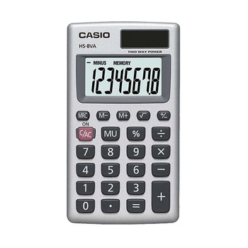 Calculator de buzunar Casio HS8VA, 8 digit, Argintiu Calculator de buzunar Casio HS8VA, 8 digit, Argintiu