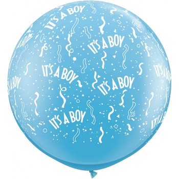 Balon latex mare Jumbo bleu 80 cm inscriptionate It's A Boy botez, Qualatex Balon latex mare Jumbo bleu 80 cm inscriptionate It's A Boy botez, Qualatex