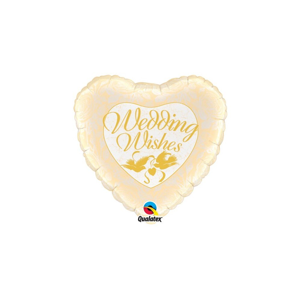Balon folie metalizata 45 cm Wedding Wishes Doves & Roses nunta, Qualatex