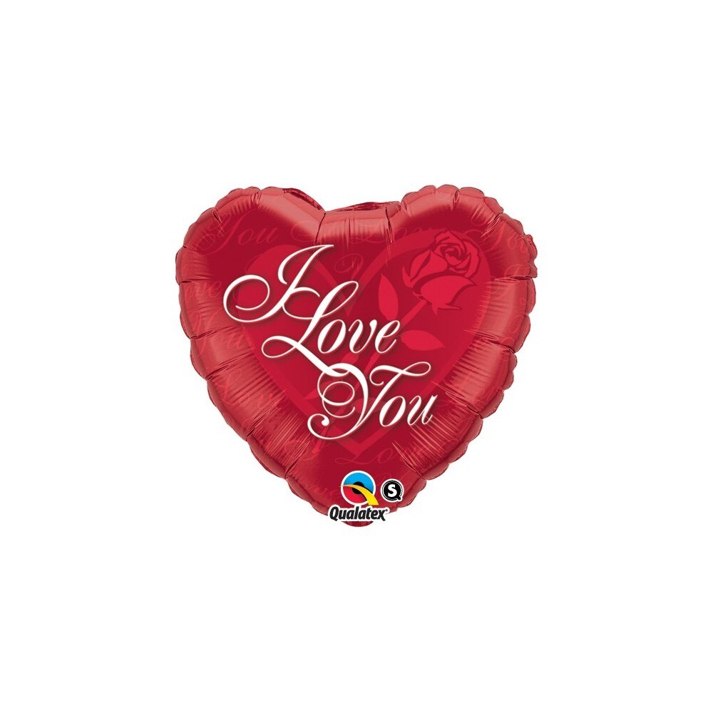 Balon folie metalizata 45 cm I love you inima nunta, Qualatex