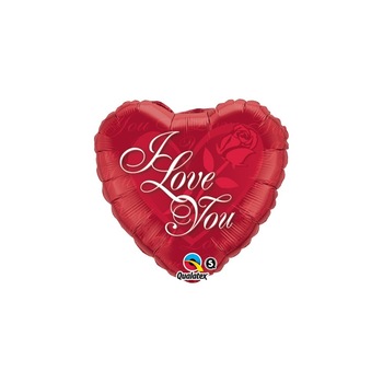 Balon folie metalizata 45 cm I love you inima nunta, Qualatex Balon folie metalizata 45 cm I love you inima nunta, Qualatex
