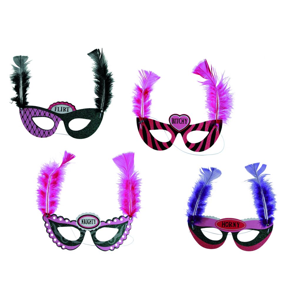 Masti burlacite cu puf, Amscan, 4 buc