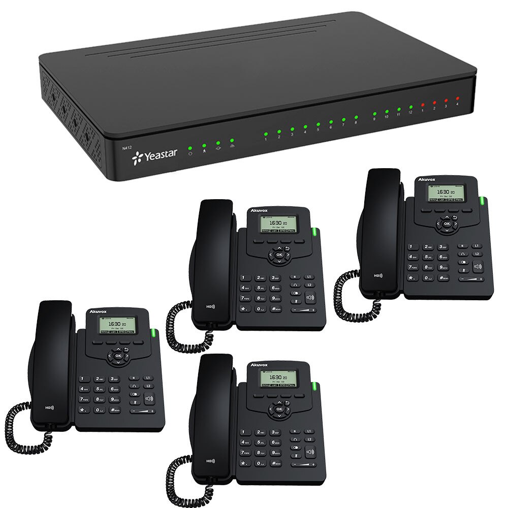 Centrala MyPBX SOHO + 4 telefoane IP AKUVOX SPR53P eMAG.ro
