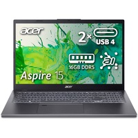 Laptop Acer Aspire 15 A15-61M-R7W7 cu procesor AMD Ryzen 7 8840HS pana la 5.1GHz, 15.6'', Full HD, IPS, 16GB DDR5 RAM, 512GB SSD, AMD Radeon 780M, No OS, Steel Gray