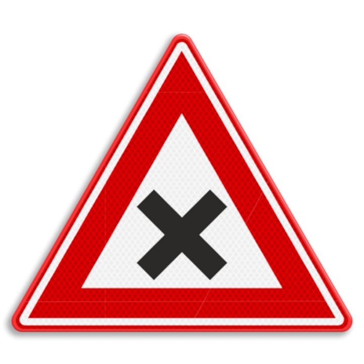 Indicator Intersectie periculoasa, Sticker autocolant, Cri-Flo, Dimensiune A5 21x15 cm