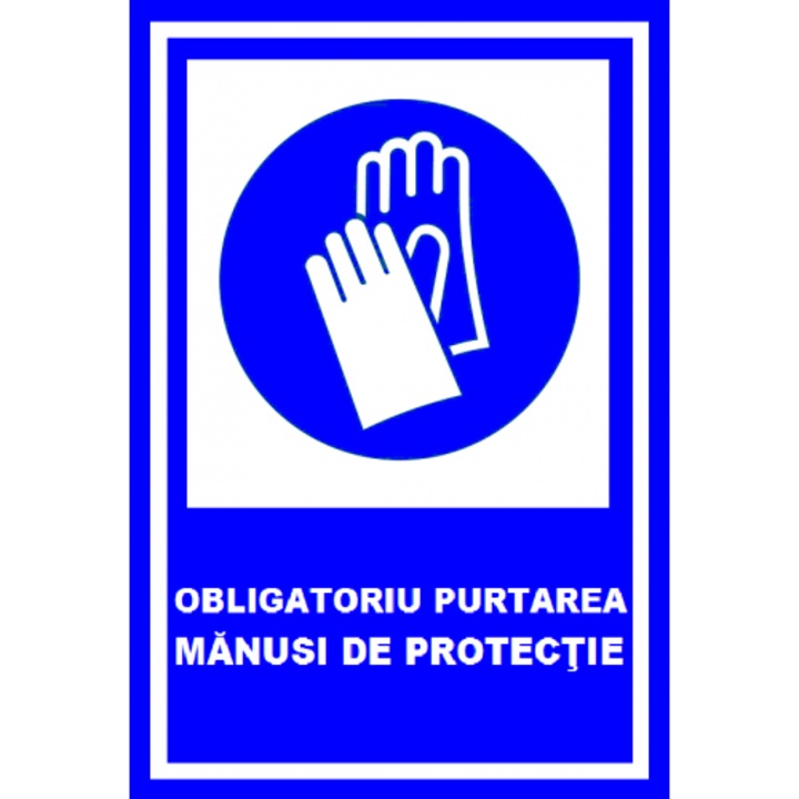 Indicator Obligatoriu purtarea manusi de protectie, Sticker autocolant, Cri-Flo, Dimensiune A4 21x30 cm