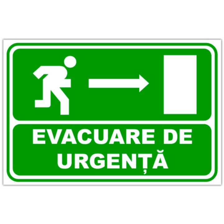 Indicator Pentru evacuare de urgenta cu directia in dreapta, Sticker autocolant, Cri-Flo, Dimensiune A4 21x30 cm