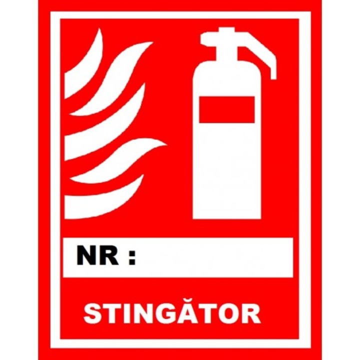 Indicator Pentru stingator cu numar personalizat, Sticker autocolant, Cri-Flo, Dimensiune A5 21x15 cm
