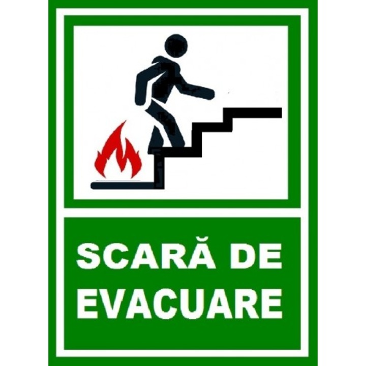 Indicator Pentru scara de iesire pe scara in dreapta sus, Sticker autocolant, Cri-Flo, Dimensiune A3 42x30 cm