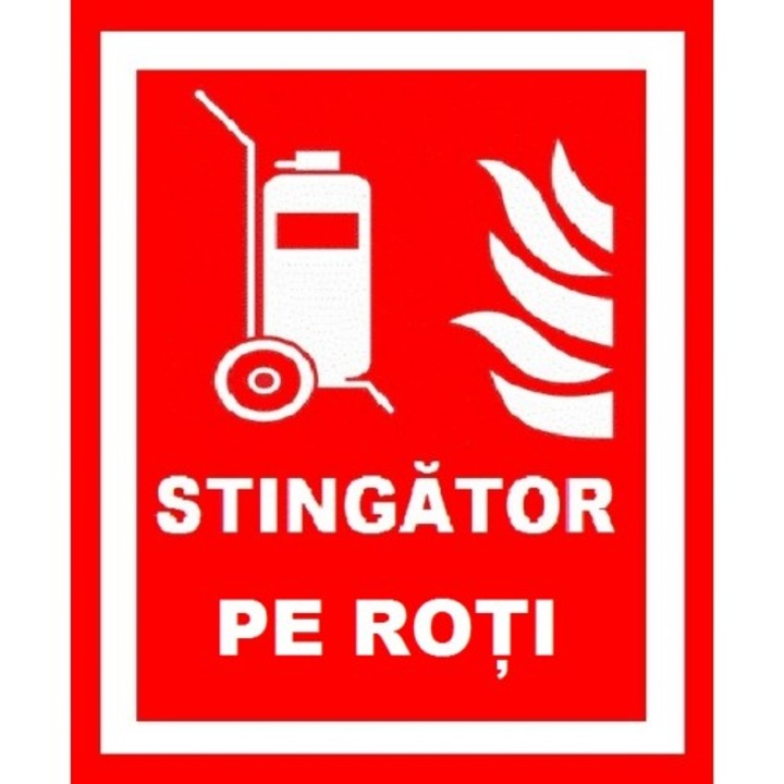 Indicator Pentru stingator pe roti, Sticker autocolant, Cri-Flo, Dimensiune A5 21x15 cm