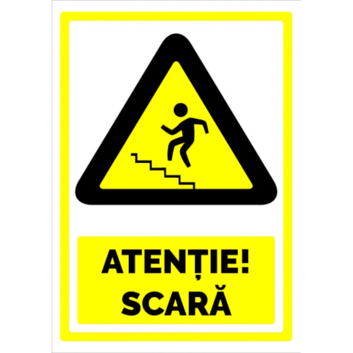 Indicator Semn atentie scara, Sticker autocolant, Cri-Flo, Dimensiune A4 21x30 cm