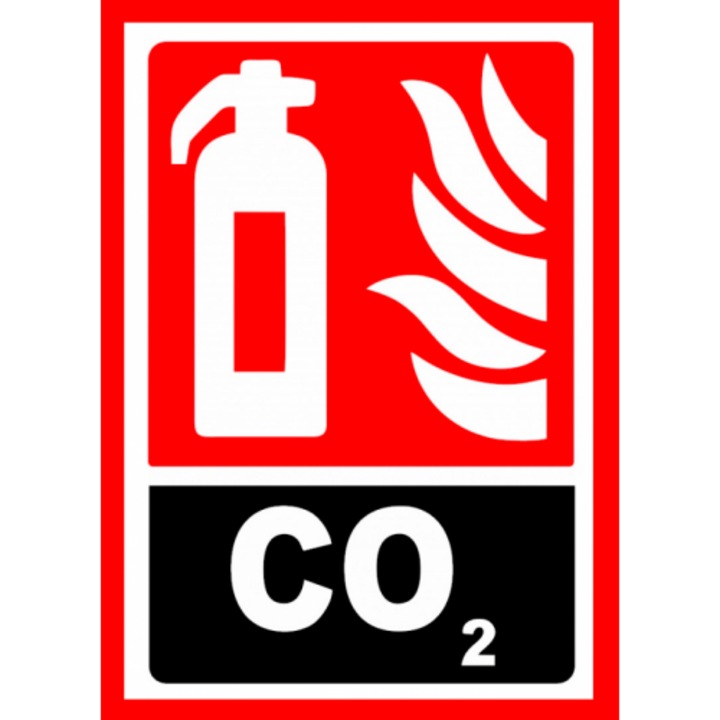 Indicator Semn de extinctor cu co2, Sticker autocolant, Cri-Flo, Dimensiune A4 21x30 cm